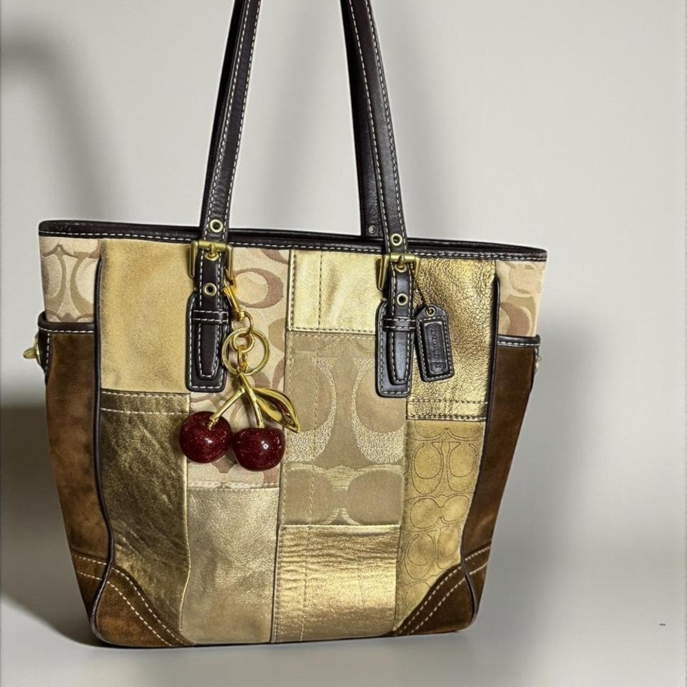 Coach 2007 Patchwork Suede Gold Turnlock Y2k Glam… - image 1